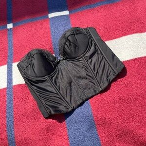 Vintage Lady Marlene Black Lace Bustier Corset bra strapless classic chic 36